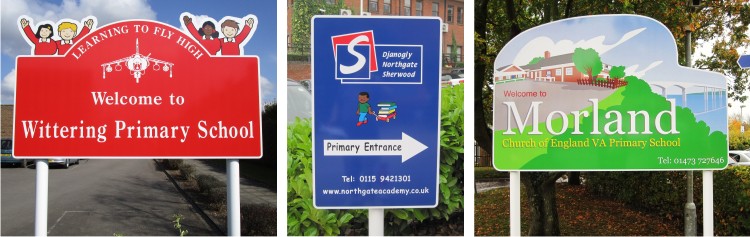 Aluminium Post Mounted School Signs for Primary Schools